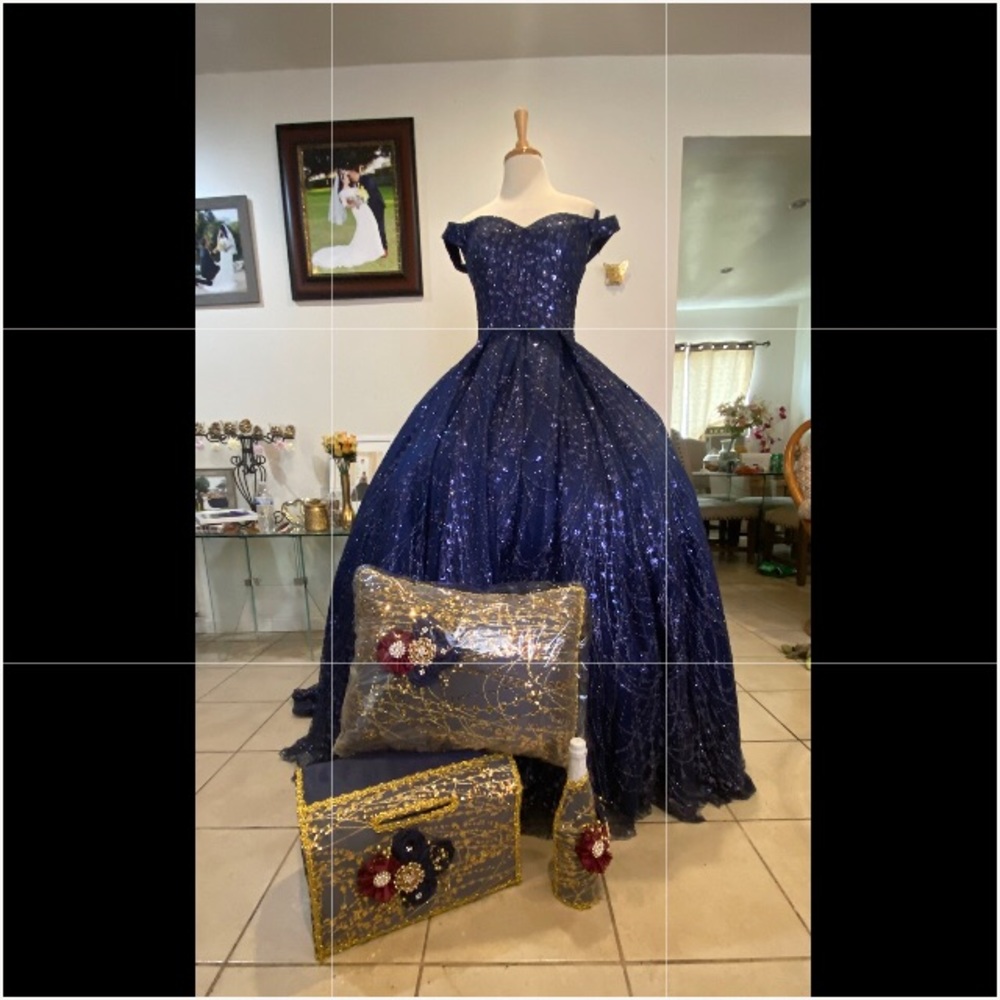 Navy blue quinceanera dress size L